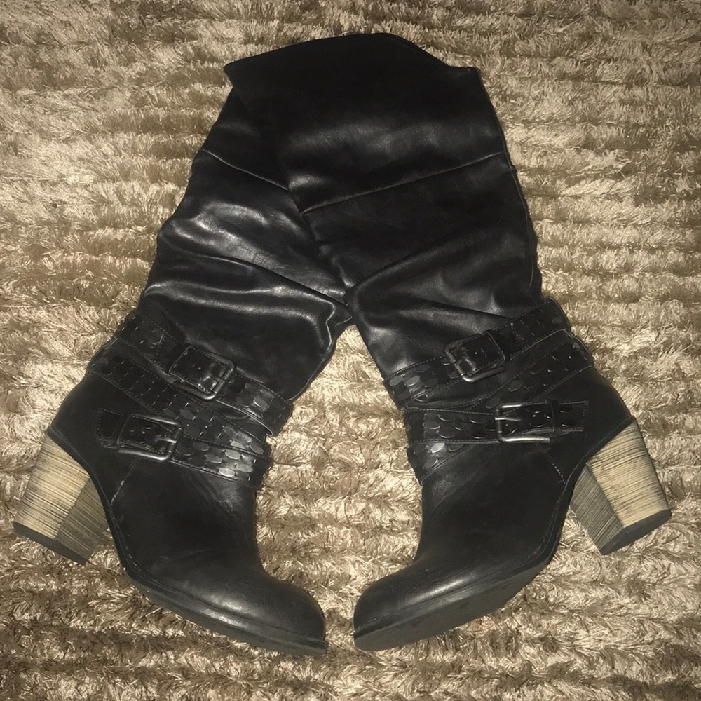 Black just below knee boots